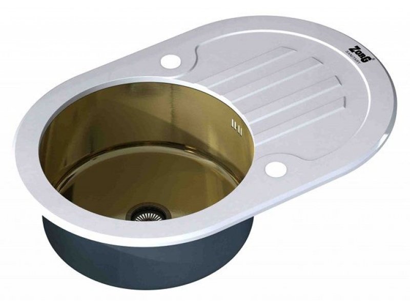 Купить Мойка Zorg Inox Glass GL-7851-OV-WHITE-BRONZE, цвет белый-бронзовый