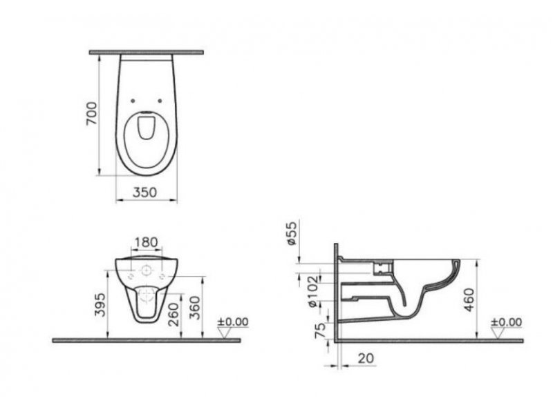 Купить Подвесной унитаз Vitra Conforma Special Needs 5810B003-0075 безободковый, для людей с ограниченными возможностями