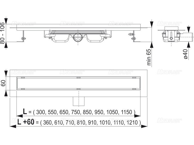 Купить Душевой лоток AlcaPlast APZ106-650 Professional Low