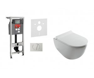 Комплект 6 в 1: 514306 Dream безободковый: Инсталляция Mepa VariVIT A31 514306 + Унитаз подвесной Galassia Dream 7317 36 x 56 см безободковый, сиденье SoftClose