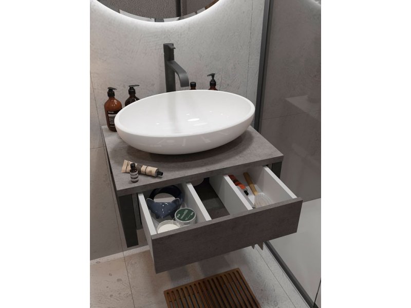 Купить Тумба 1Marka Grunge Loft 60П, бетон темно-серый, Ц0000001581