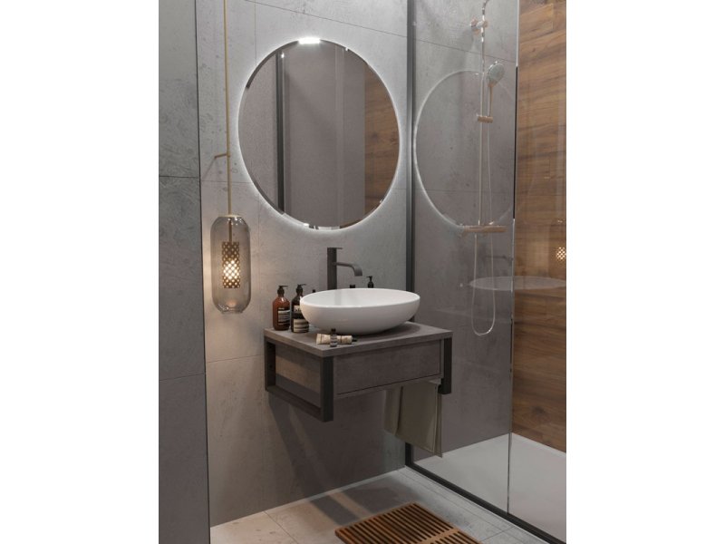 Купить Тумба 1Marka Grunge Loft 60П, бетон темно-серый, Ц0000001581