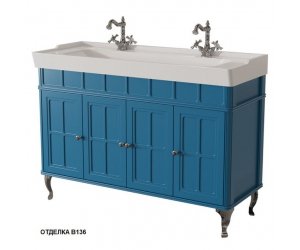 Тумба с раковиной Caprigo Borgo 120 см, с 2-мя отверстиями под смеситель, напольная, синий