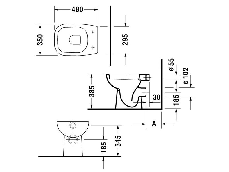 Купить Приставной унитаз Duravit D-Code 21080900002 под встроенный бачок