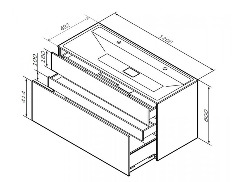 Купить Тумба под раковину Am.Pm Inspire 2.0 M50AFHX1203WM подвесная 120 см, 3 ящика, цвет белый, матовый