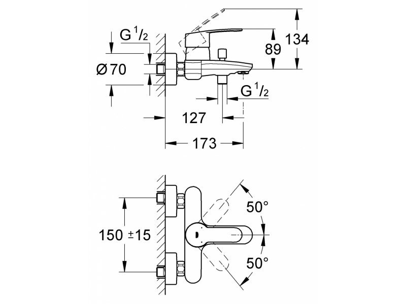 Купить Смеситель Grohe Eurostyle Cosmopolitan 33591002 для ванны/душа