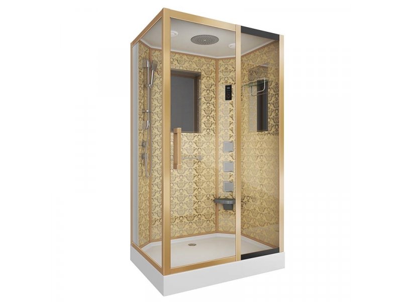Купить Душевая кабина Niagara 7711GR, 120 x 90 см с гидромассажем, стенки золото, правая