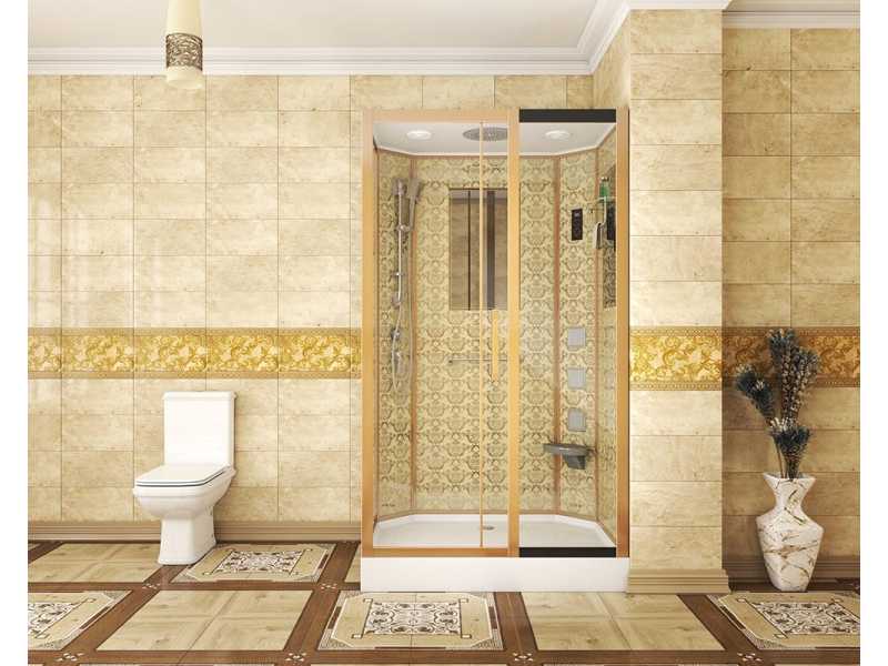Купить Душевая кабина Niagara 7711GR, 120 x 90 см с гидромассажем, стенки золото, правая