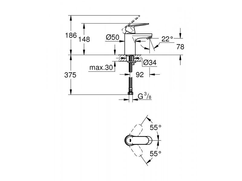 Купить Смеситель для раковины Grohe Eurosmart Cosmopolitan 32824000