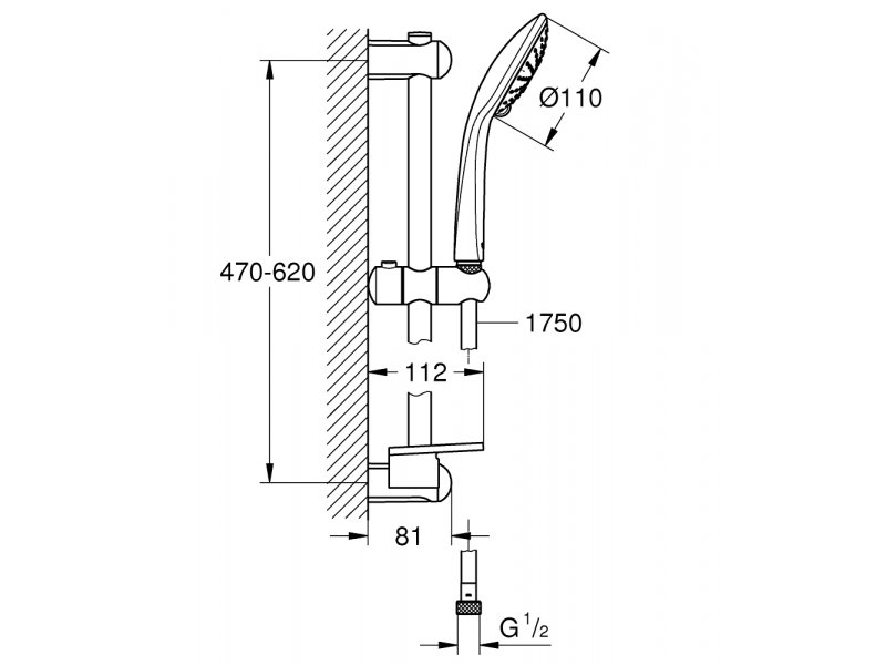 Купить Душевой гарнитур Grohe Euphoria Duo 27230001, 60 см, шланг 175 см, Ø115 мм