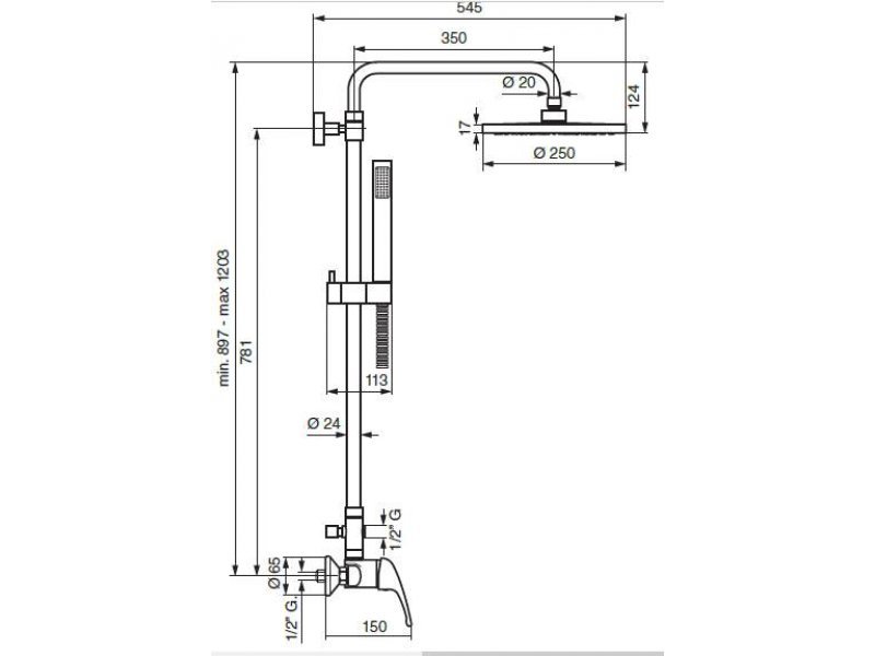 Купить Душевой комплект Emmevi 9500214CR, хром
