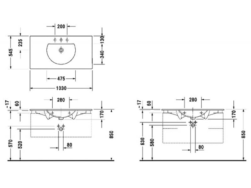 Купить Раковина Duravit Darling New 049910 00 00, 103*54,5 см