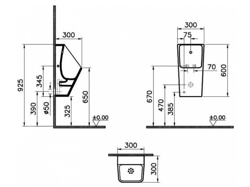Купить Писсуар Vitra S20 5461B003-5331 подвесной с сенсорным управлением