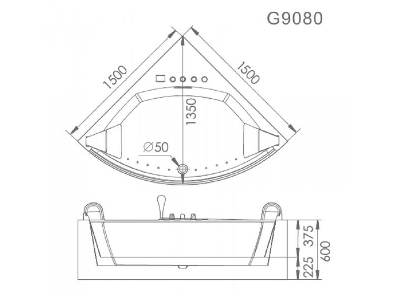 Купить Акриловая ванна Gemy G9080 O с аэромассажем, 150 х 150 см
