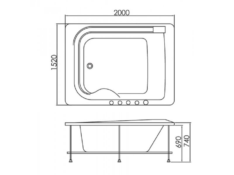 Купить Ванна гидромассажная акриловая Gemy G9265 K, 200 х 152 см