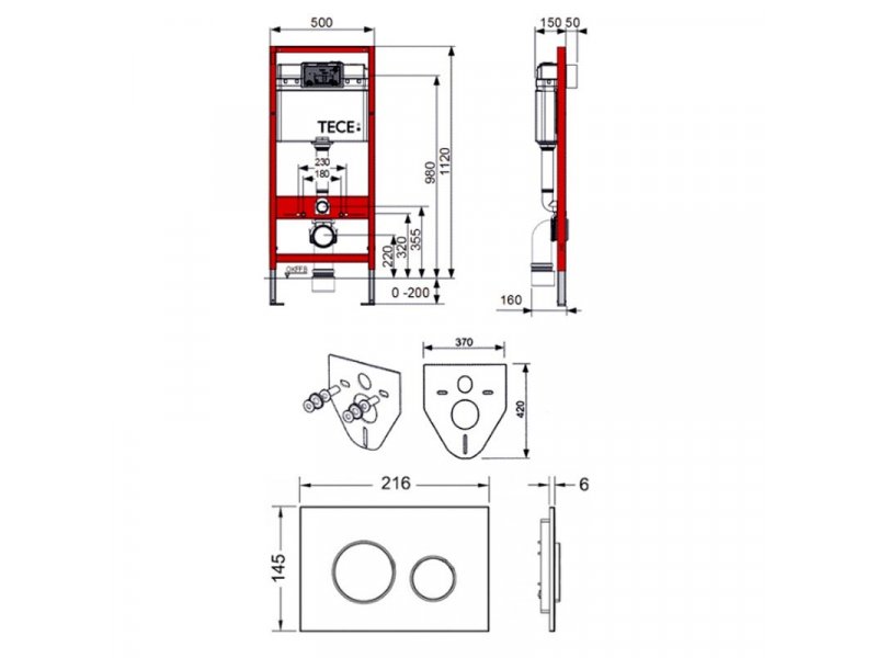 Купить Инсталляция TECE Loop K440920 (K400600) 3 в 1 с кнопкой смыва для унитаза