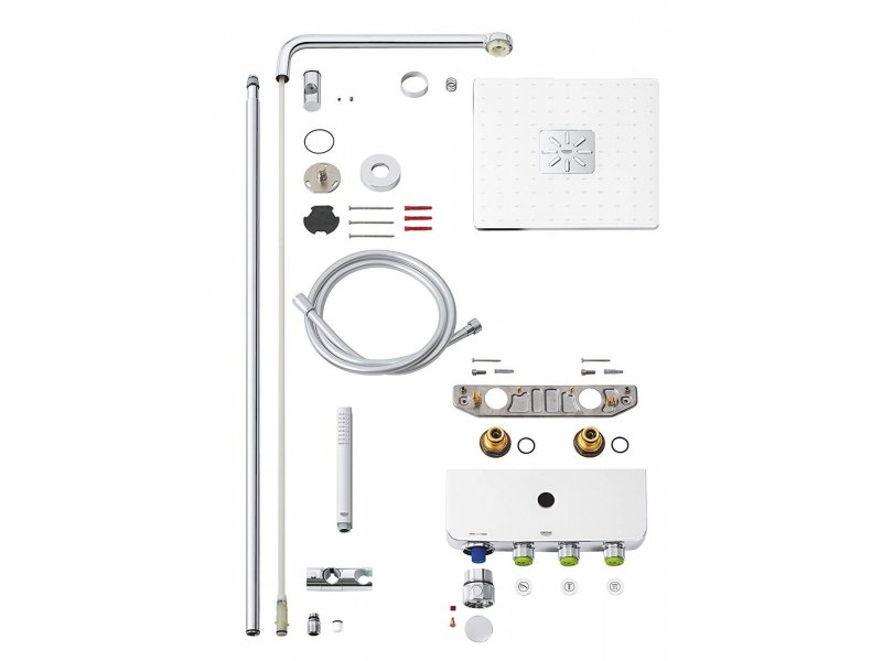 Купить Душевая система с термостатом Grohe Euphoria SmartControl Cube 310 DUO 26508LS0, цвет верхнего душа белая луна