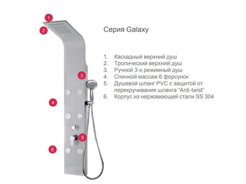 Купить Душевая панель Aquanet Galaxy Shine 00209997, хром