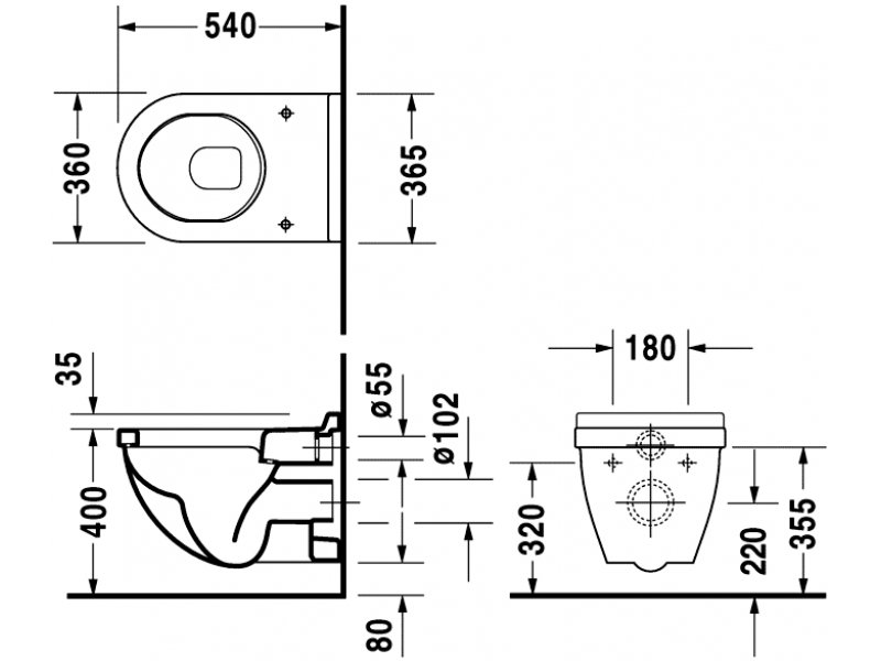 Купить Подвесной унитаз Duravit Starck 3, 2200090000, белый