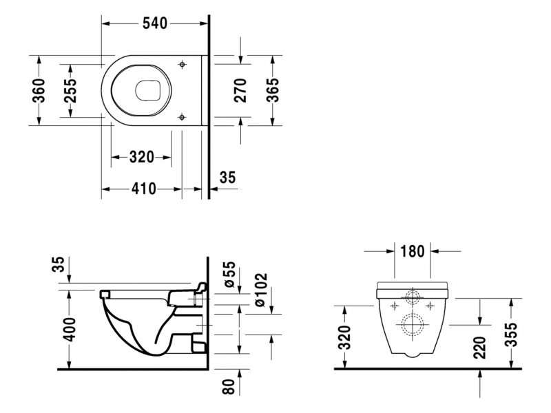 Купить Подвесной унитаз Duravit Starck 3, 2200090000, белый