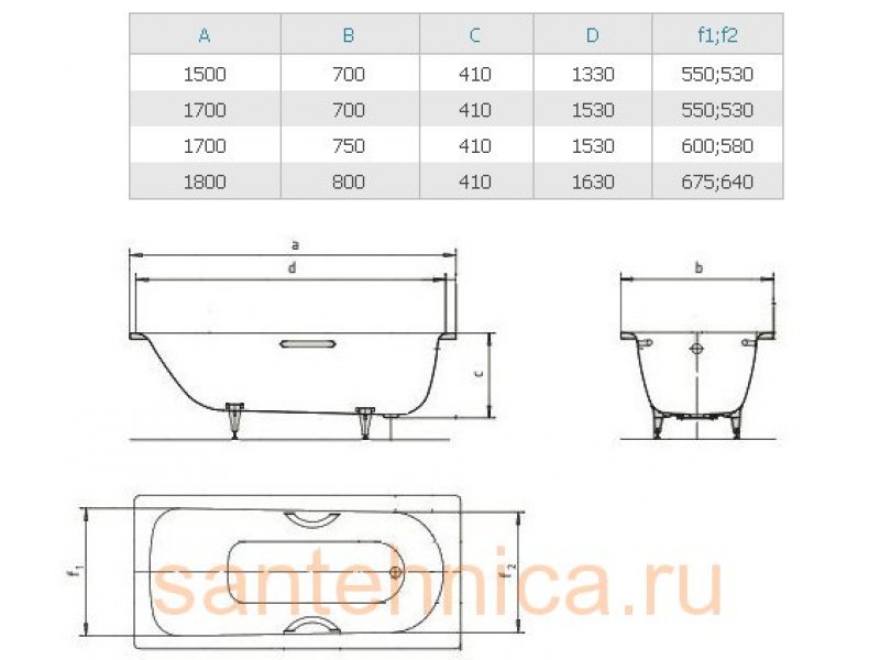 Купить Стальная ванна Kaldewei Saniform Plus Star мод. 335, 170*70*41 см, anti-slip, с отверстиями для ручек, 1335.3000.0001