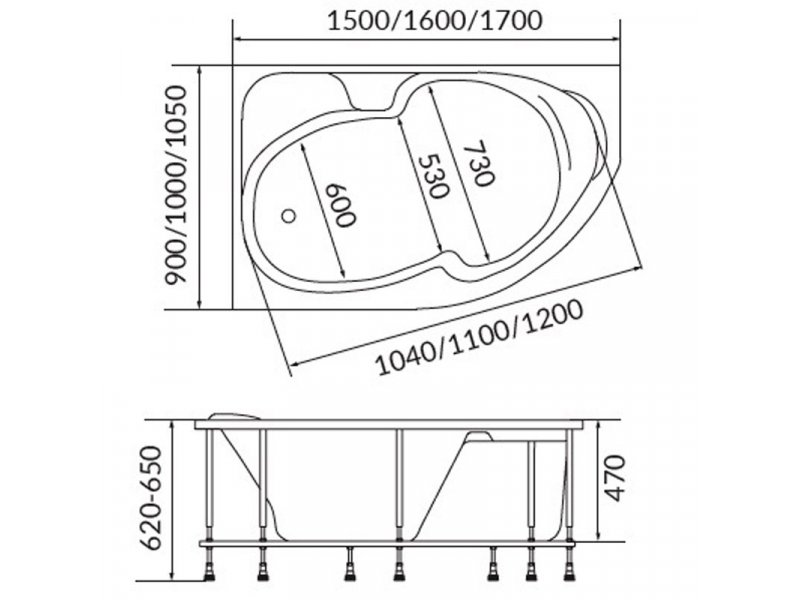 Купить Акриловая ванна 1MarKa Diana 150x90