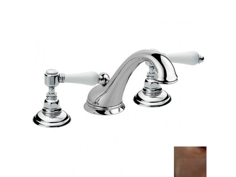 Купить Смеситель Nicolazzi P.M. Blanc 1408DB78 для раковины на 3 отверстия, состаренная бронза, ручка белая керамика