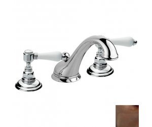Смеситель Nicolazzi P.M. Blanc 1408DB78 для раковины на 3 отверстия, состаренная бронза, ручка белая керамика
