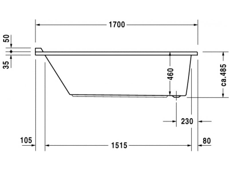 Купить Ванна акриловая Duravit Starck 7000030000000, 170 х 75 х 48,5 см