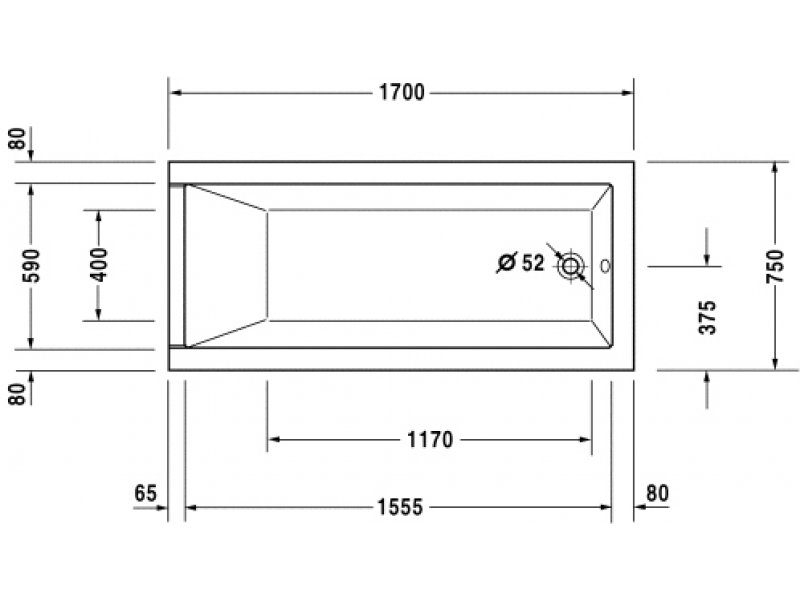 Купить Ванна акриловая Duravit Starck 7000030000000, 170 х 75 х 48,5 см