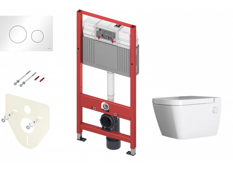 Купить Инсталляция для унитаза TECE Base K440920.WC2 с безободковым унитазом TECEone с кнопкой смыва TECEloop, белый