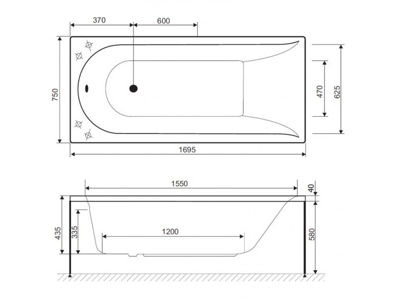 Купить Ванна гидромассажная Am.Pm Inspire W5AW-170-075W2D64, 170 х 75 см