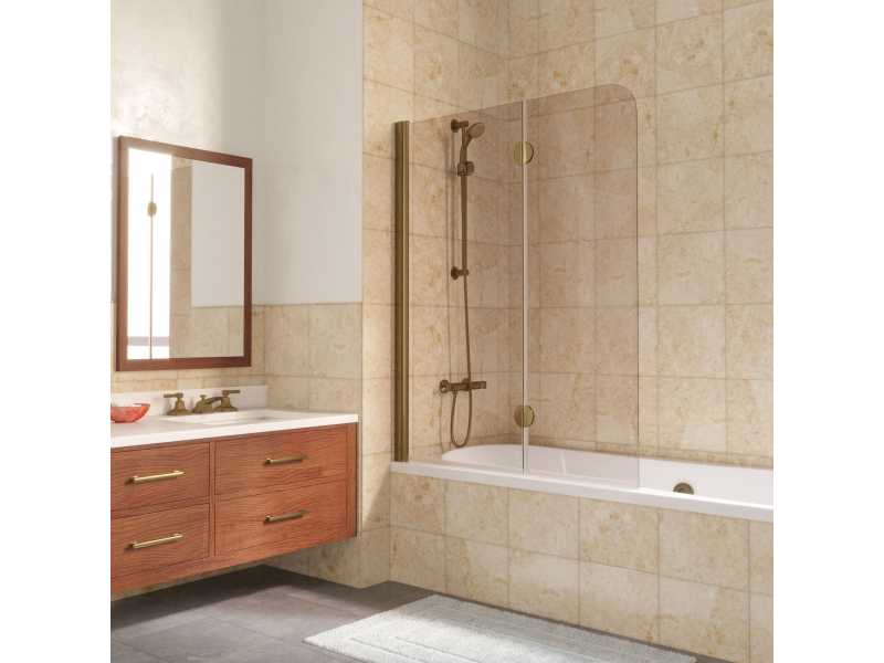 Купить Шторка на ванну Vegas Glass E2V Lux 0120 05 05, профиль - золото, стекло – бронза, 120*150,5 см