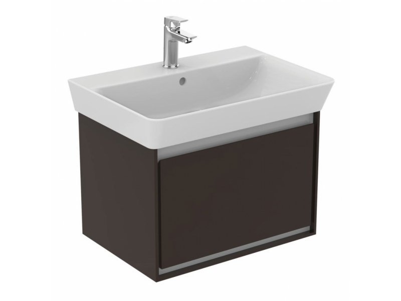 Купить Тумба под раковину Ideal Standard Connect Air Cube 65 см, подвесная, темно-коричневый матовый, белый матовый, E0847VY