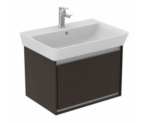 Тумба под раковину Ideal Standard Connect Air Cube 65 см, подвесная, темно-коричневый матовый, белый матовый, E0847VY