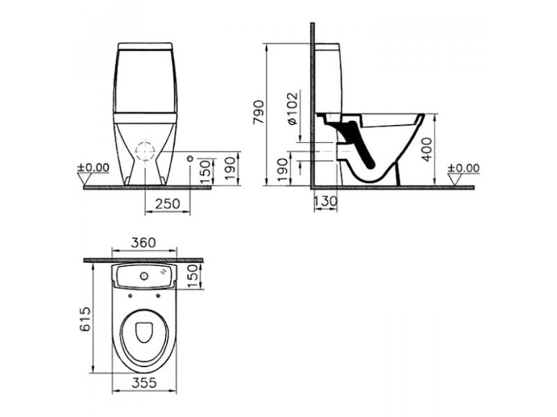 Купить Напольный унитаз VitrA Tres 9730B003-7204 крышка микролифт