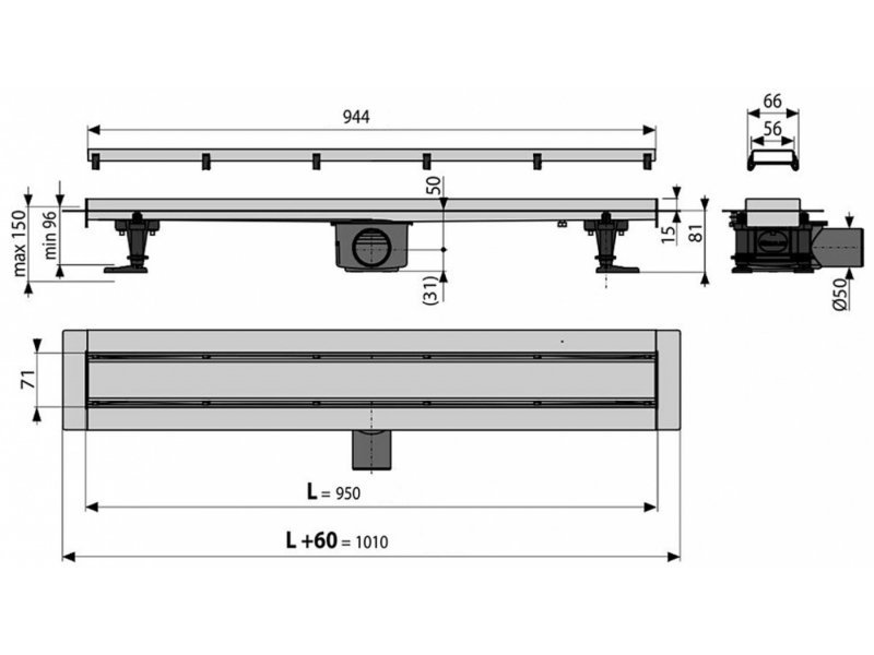 Купить Душевой лоток AlcaPlast APZ13-DOUBLE9-950