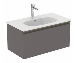 Тумба под раковину Ideal Standard Tesi 80 см, подвесная, серо-коричневый темный матовый, T0047PU