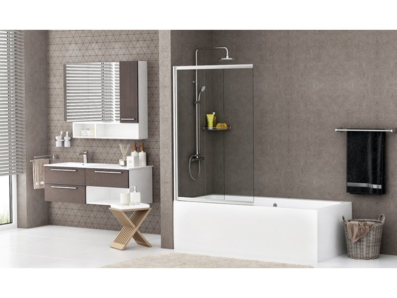 Купить Стеклянная шторка WasserKraft 41S02-100 для душа, раздвижная, двустворчатая