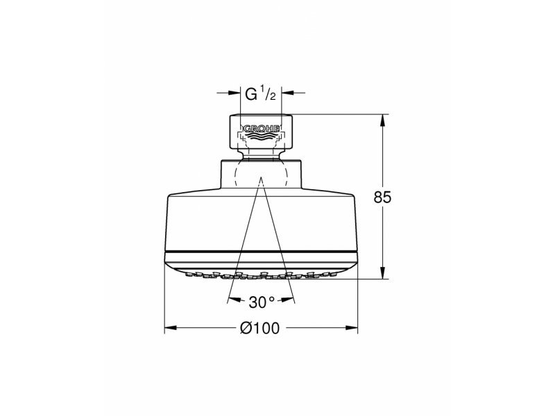 Купить Верхний душ Grohe New Tempesta Cosmopolitan 100 I 26366001 (26366000), 100х100 мм, 1 режим струи, без держателя