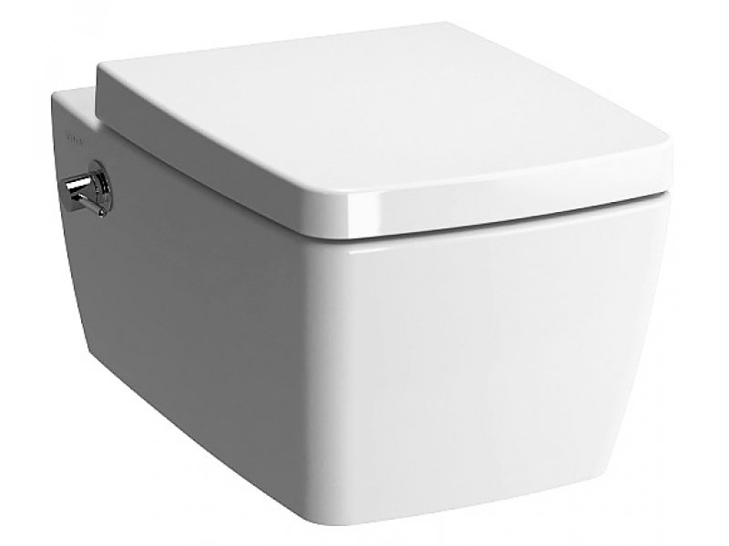 Купить Подвесной унитаз Vitra Metropole 7672B403-1084 безободковый, с функцией биде, VitraClean, со встроенным запорным клапаном (слева)