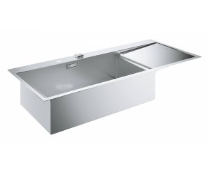 Мойка кухонная из нержавеющей стали Grohe K1000 80-S 116/52 1.0, 31581SD0, с донным клапаном и сливным гарнитуром, крыло справа, хром