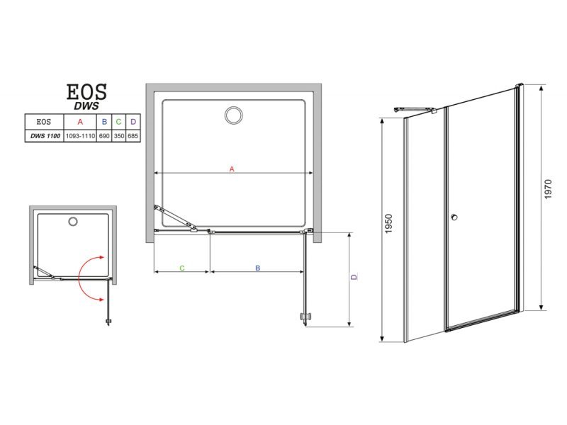 Купить Душевая дверь в нишу Radaway EOS DWS 110 R