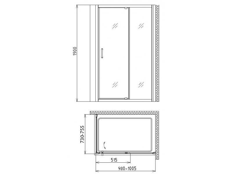 Купить Душевой уголок Gemy Sunny Bay S28131A-A75 (S28191A + A75), 100 х 75 х 190 см, стекло прозрачное