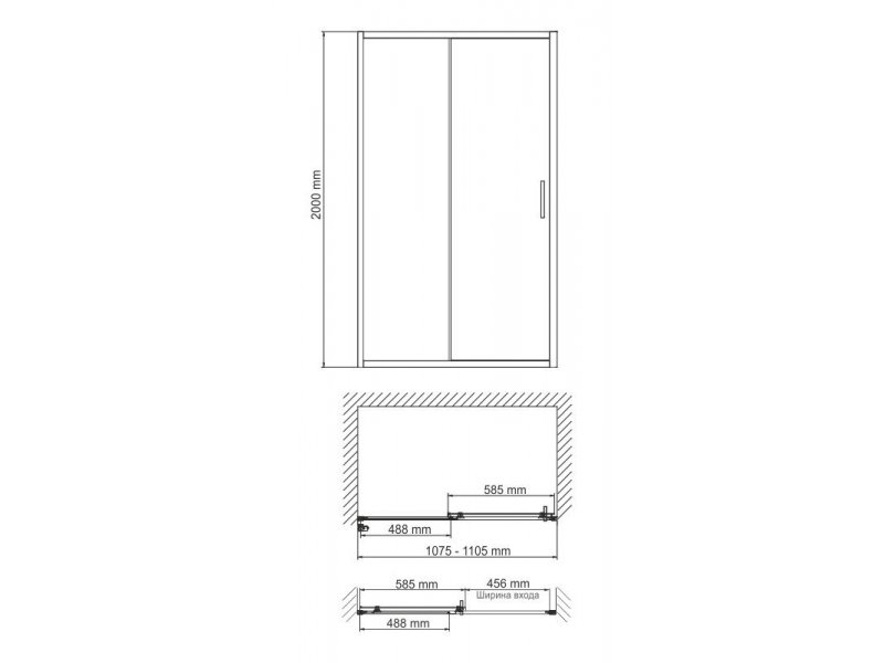 Купить Душевая дверь WasserKRAFT 41S13 110 x 200 см, стекло прозрачное, профиль серебристый