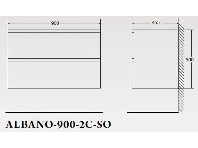Купить Тумба под раковину BelBagno Albano-900 ALBANO-900-2C-SO-PS искусственный камень, цвет серый