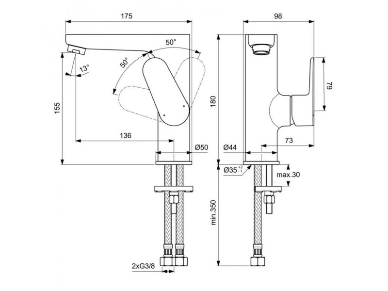 Купить Смеситель Ideal Standard Cerafine Model O для раковины, хром, BC555AA