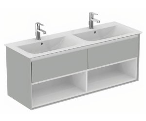 Тумба под раковину Ideal Standard Connect Air 130 см, подвесная, светло-серый глянцевый, белый матовый, E0831EQ