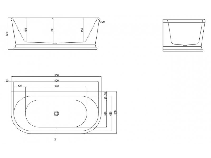 Купить Ванна акриловая BelBagno BB408-1500-800, 150 х 80 см