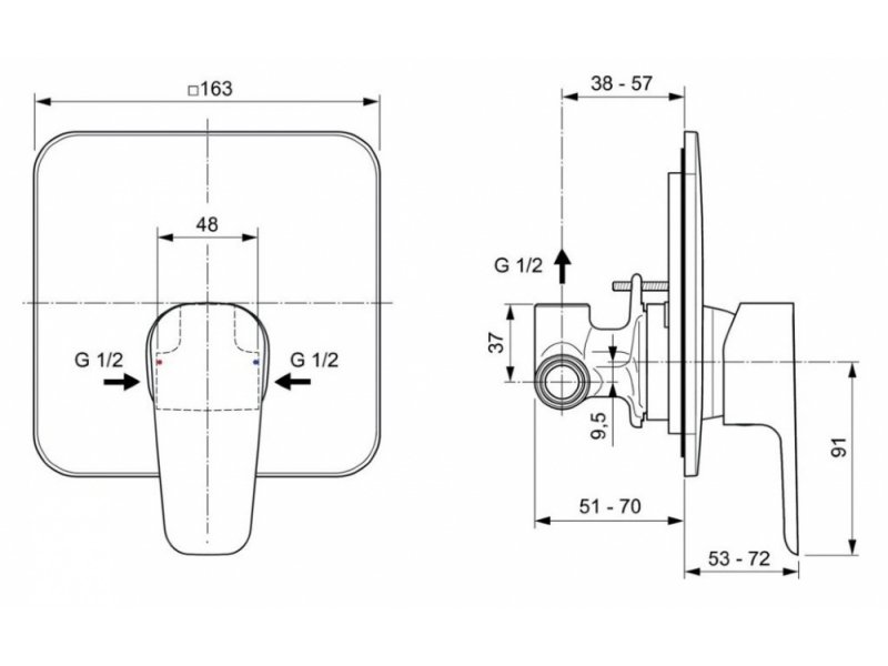Купить Смеситель Ideal Standard Cerafine Model D встраиваемый для душа, хром, A7188AA